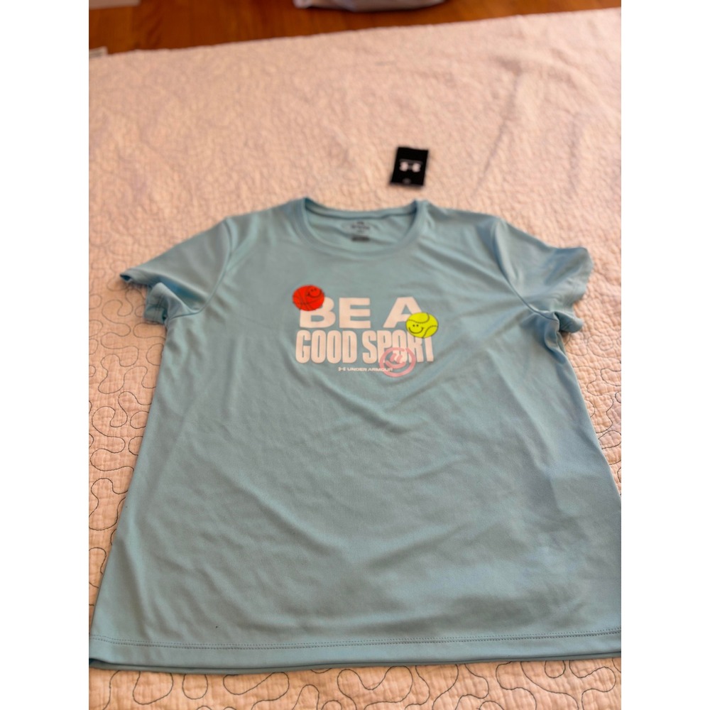 Under Armour Girls Dri Fit  Be A Good Sport Tech Graphic Tee‎ Shirt Large